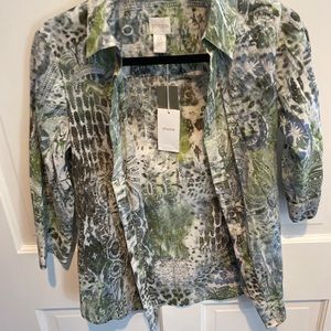 Chicos green button down